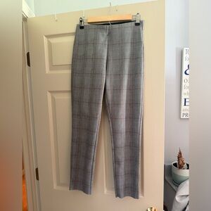 Zara Gray Plaid Trousers With Elastic Waist Band